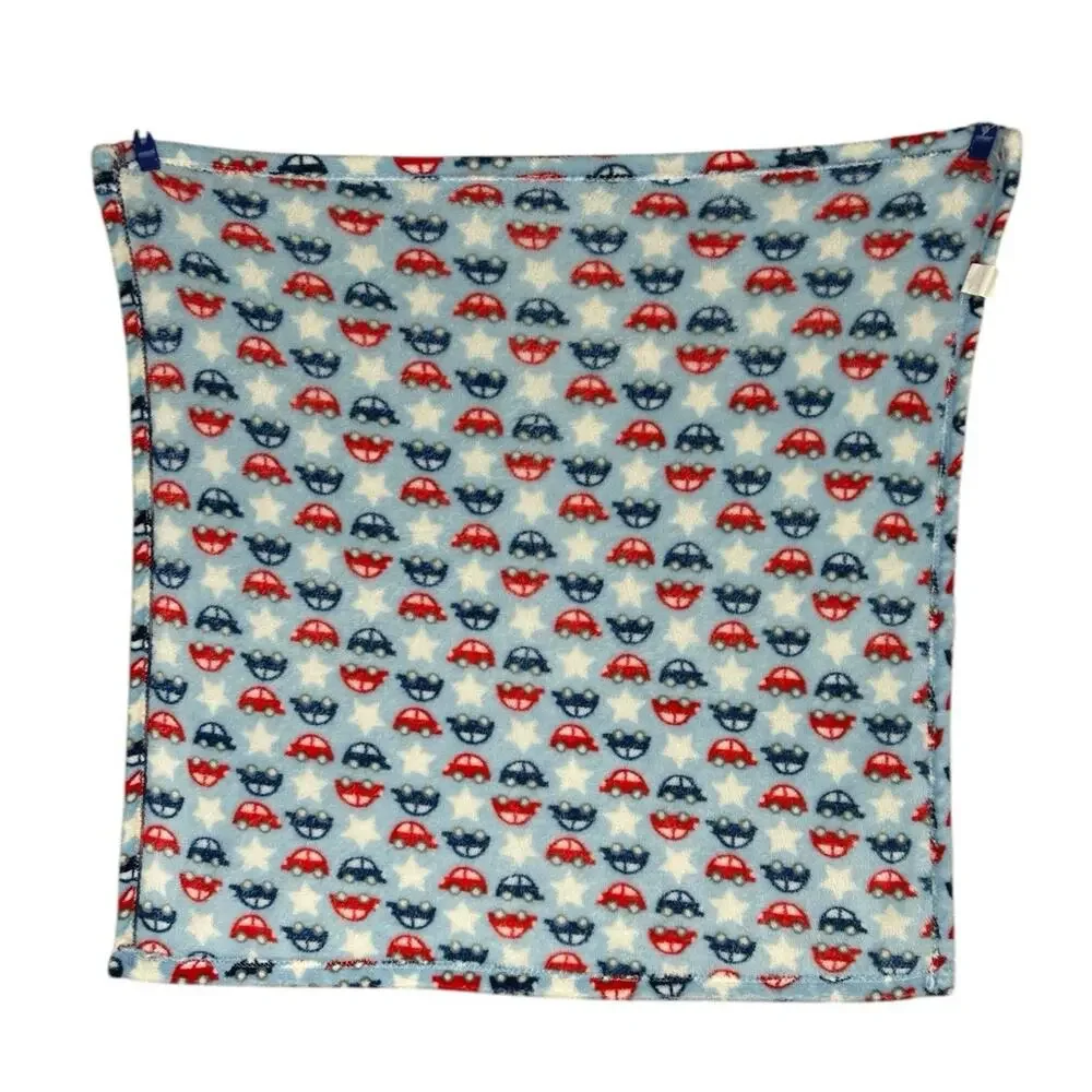 Zak & Zoey Blue Red Cars Fleece Baby Blanket White Stars